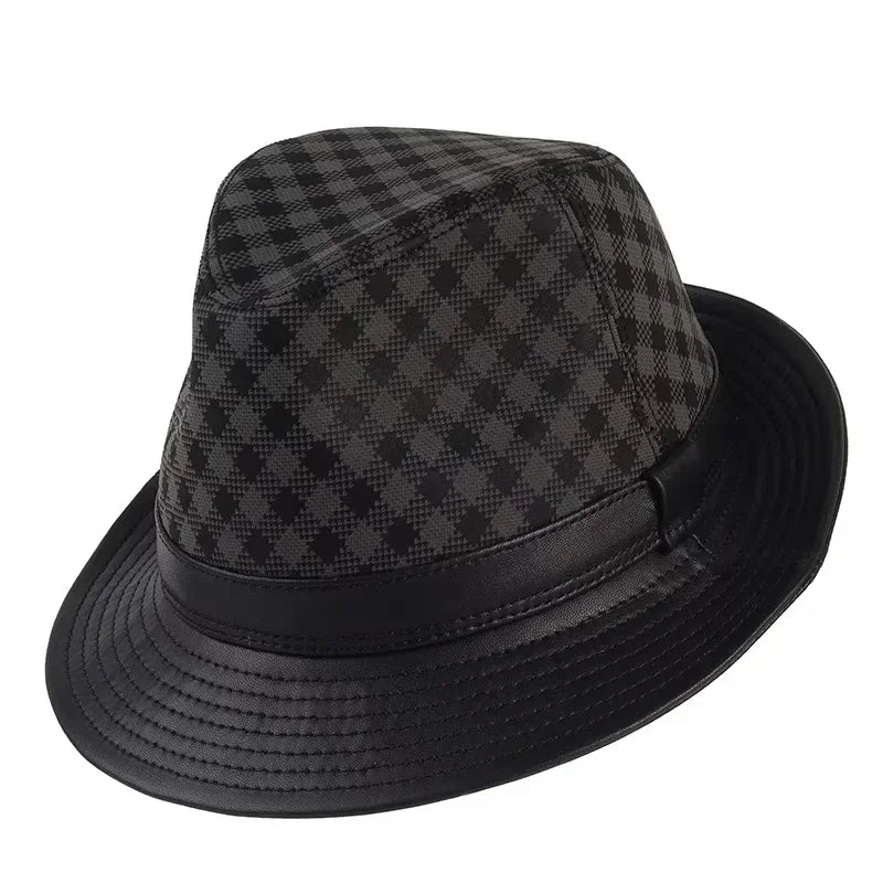 Bayeux Black Genuine Leather Trilby Hat