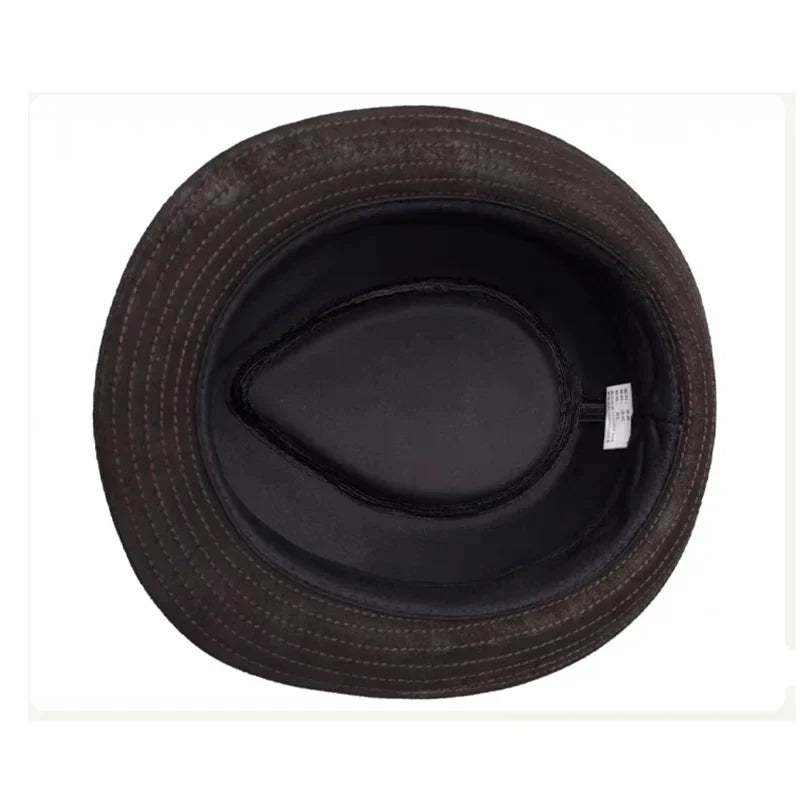 Belcastel Distressed Genuine Leather Trilby Hat