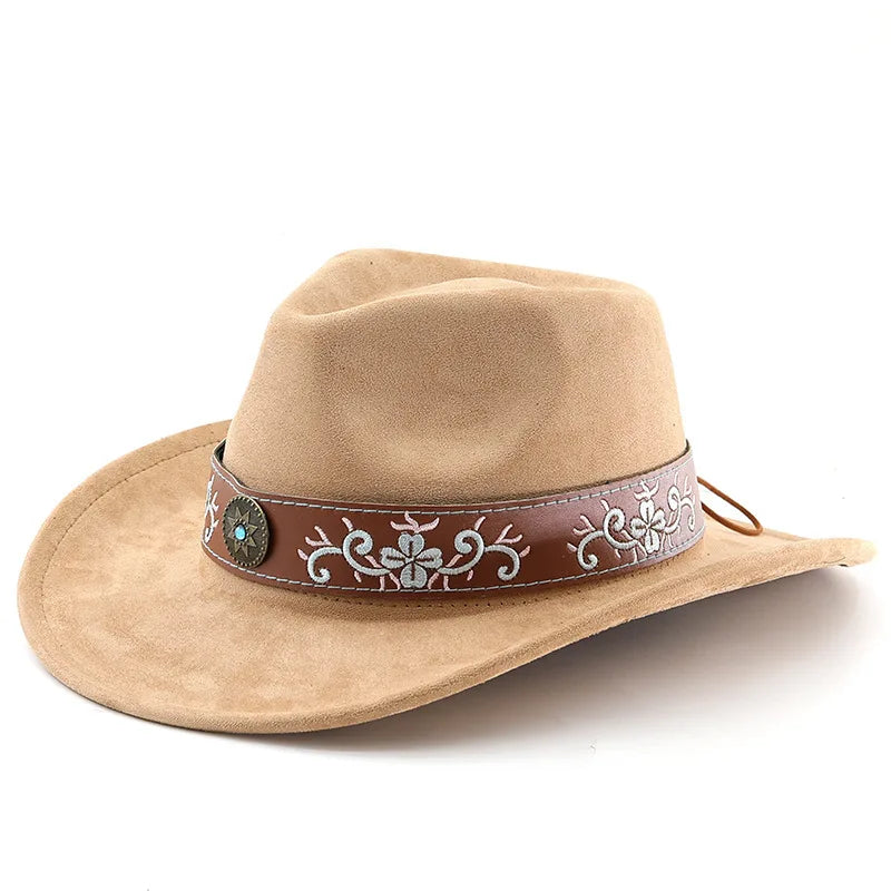 Boho Suede Western Cowboy Hat