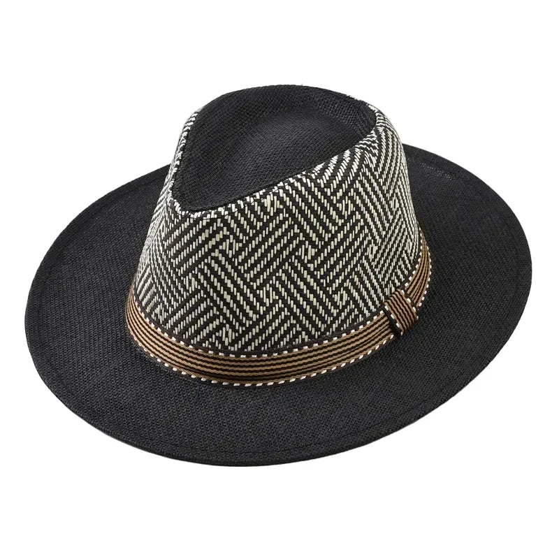 Calabria Summer Chevron Straw Fedora Hat