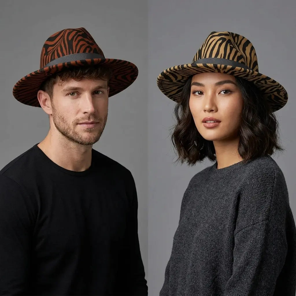 Calabria Zebra Skin Cotton Fedora Hat