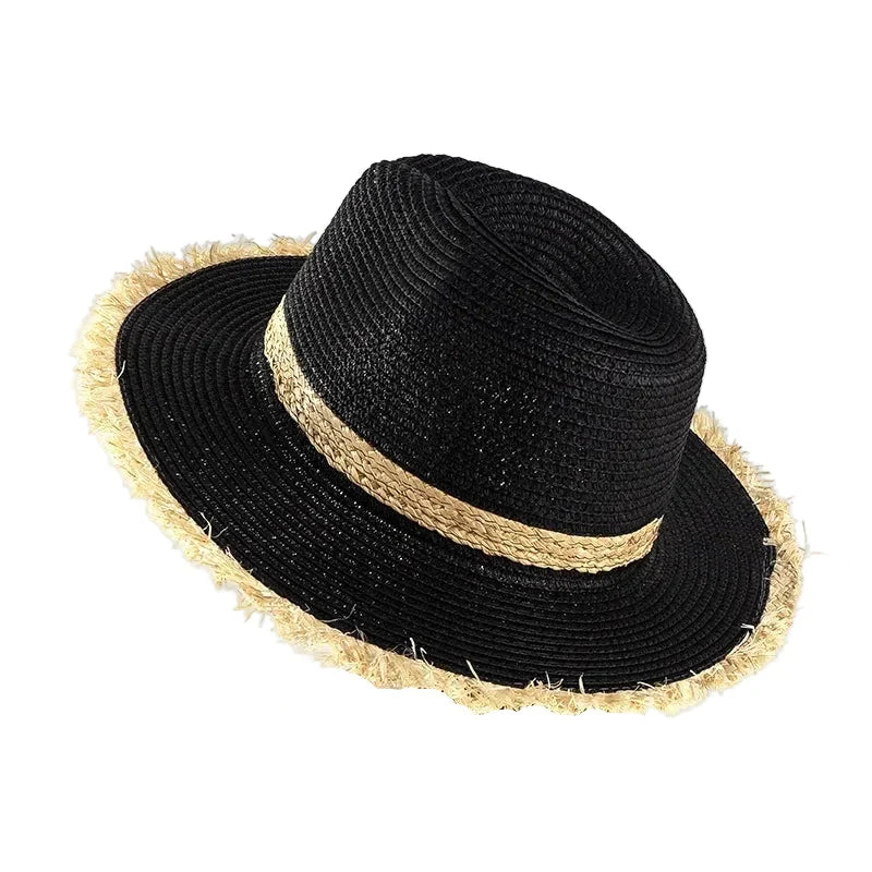 Castelo Summer Straw Tassle Brim Fedora Hat