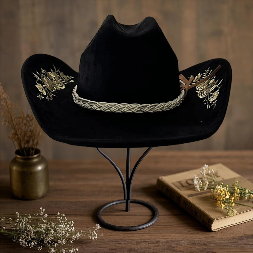 Dakota Floral Embroidery Suede Western Cowgirl Hat