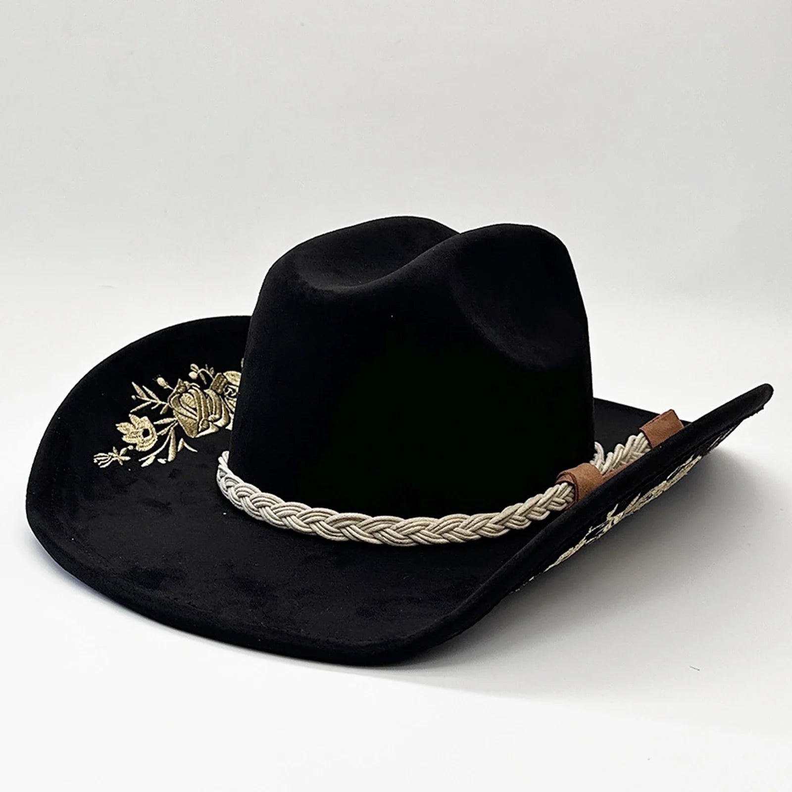 Dakota Floral Embroidery Suede Western Cowgirl Hat