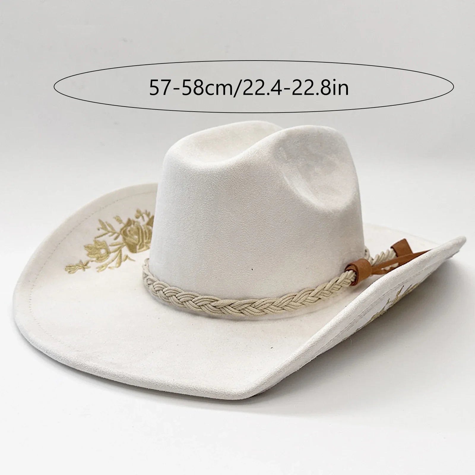 Dakota Floral Embroidery Suede Western Cowgirl Hat