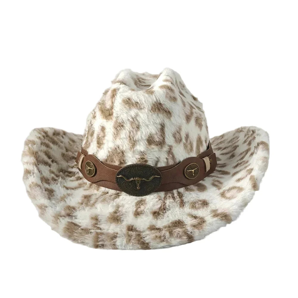 Fort Worth Leopard Print Fur Cotton Cowboy Hat