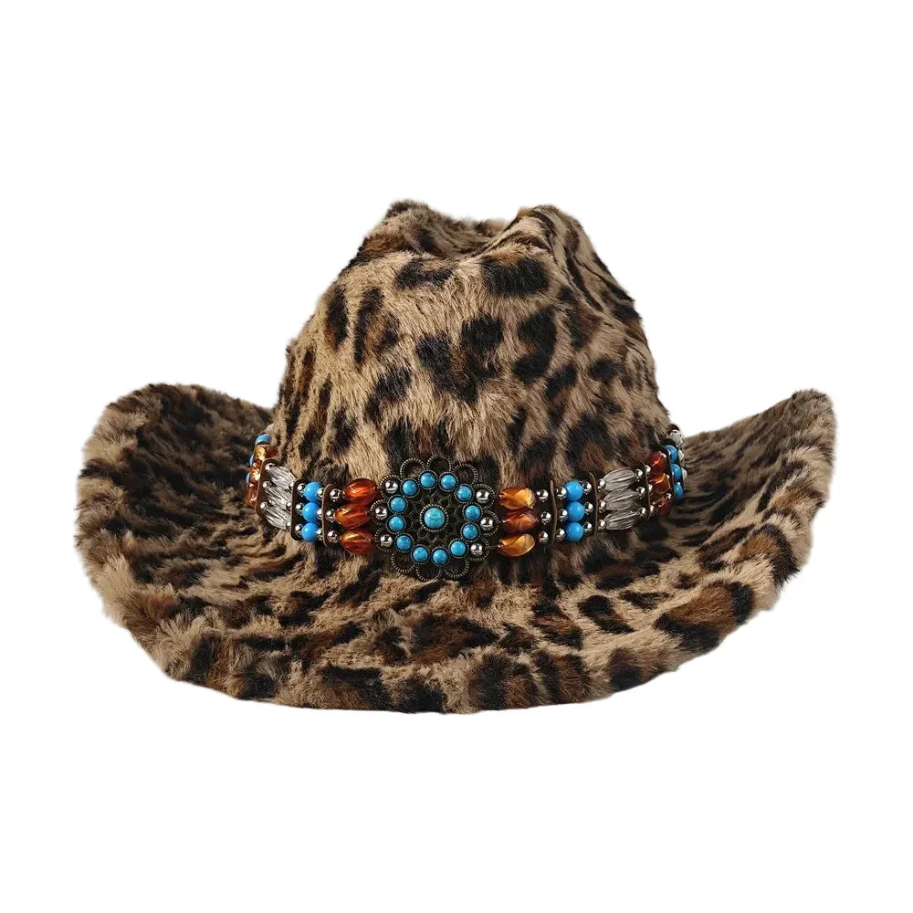 Fort Worth Leopard Print Fur Cotton Cowboy Hat