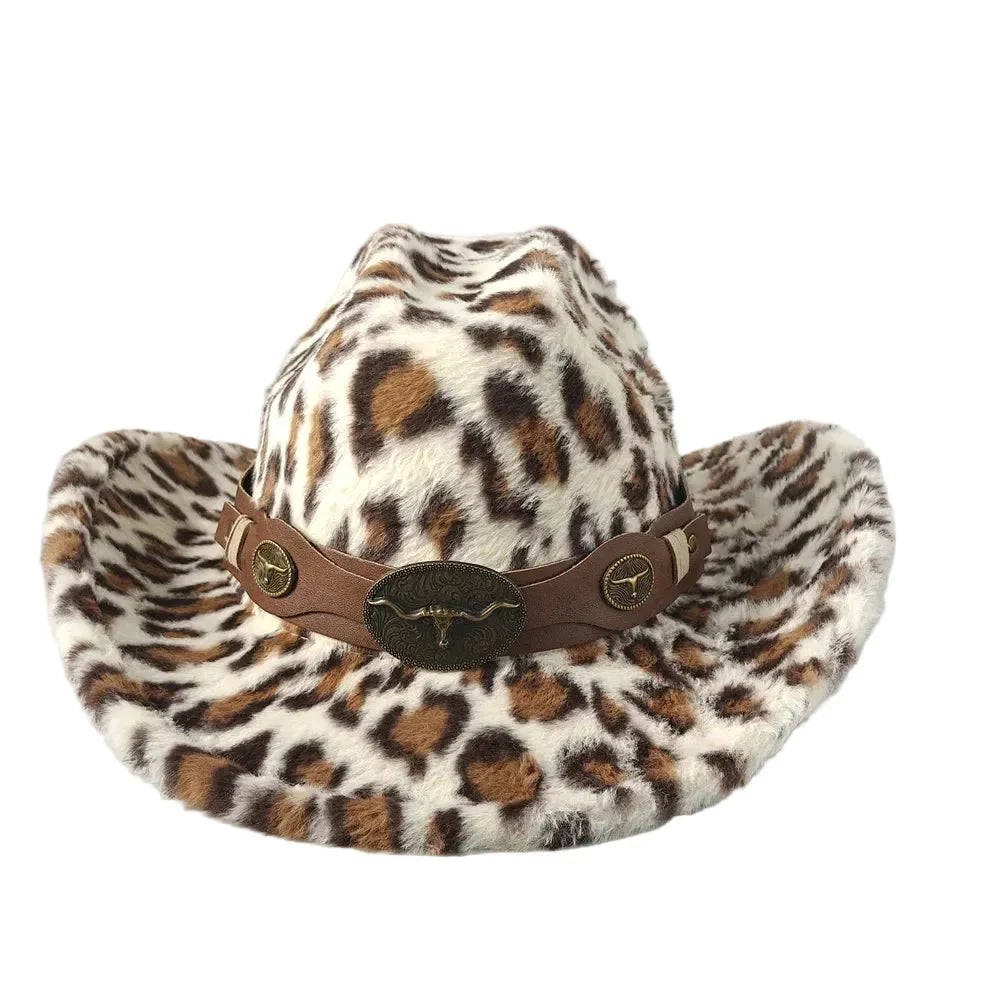Fort Worth Leopard Print Fur Cotton Cowboy Hat