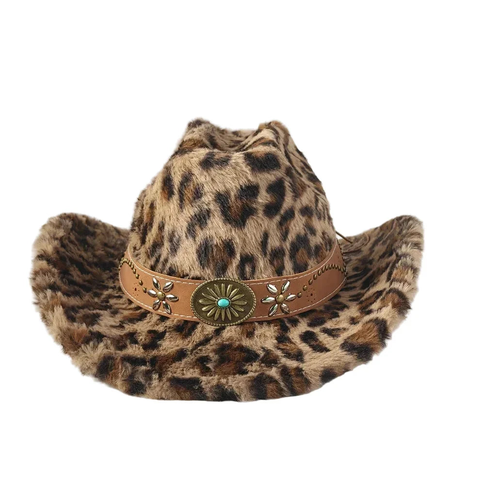 Fort Worth Leopard Print Fur Cotton Cowboy Hat