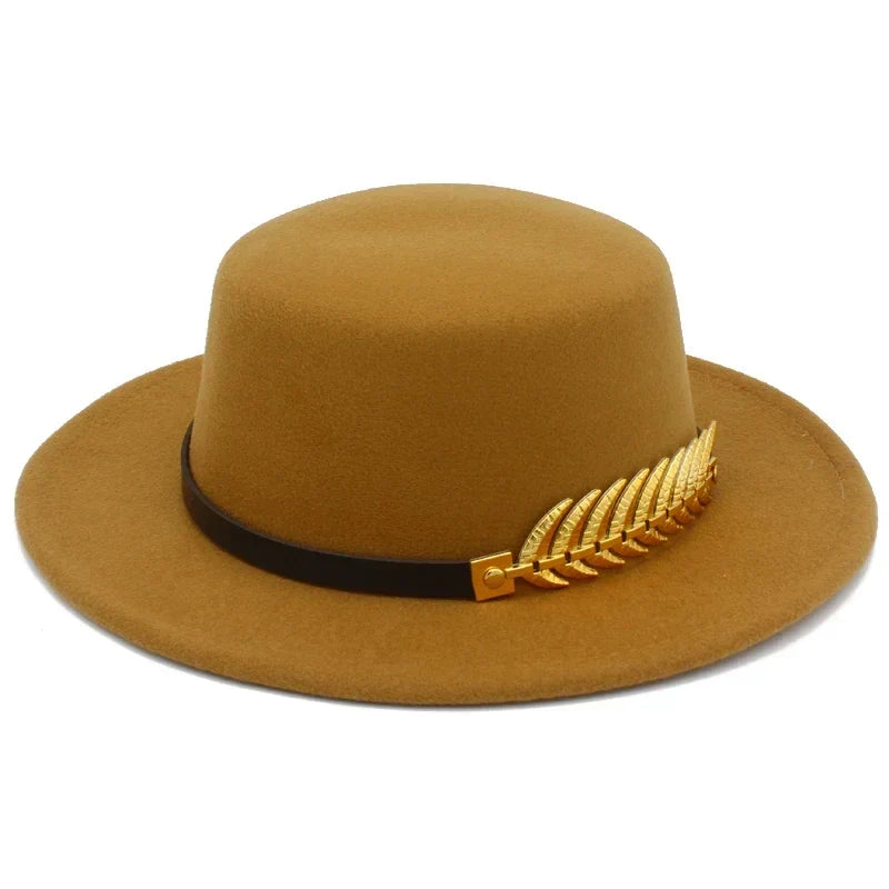 Golden Feather Cotton Fedora Hat
