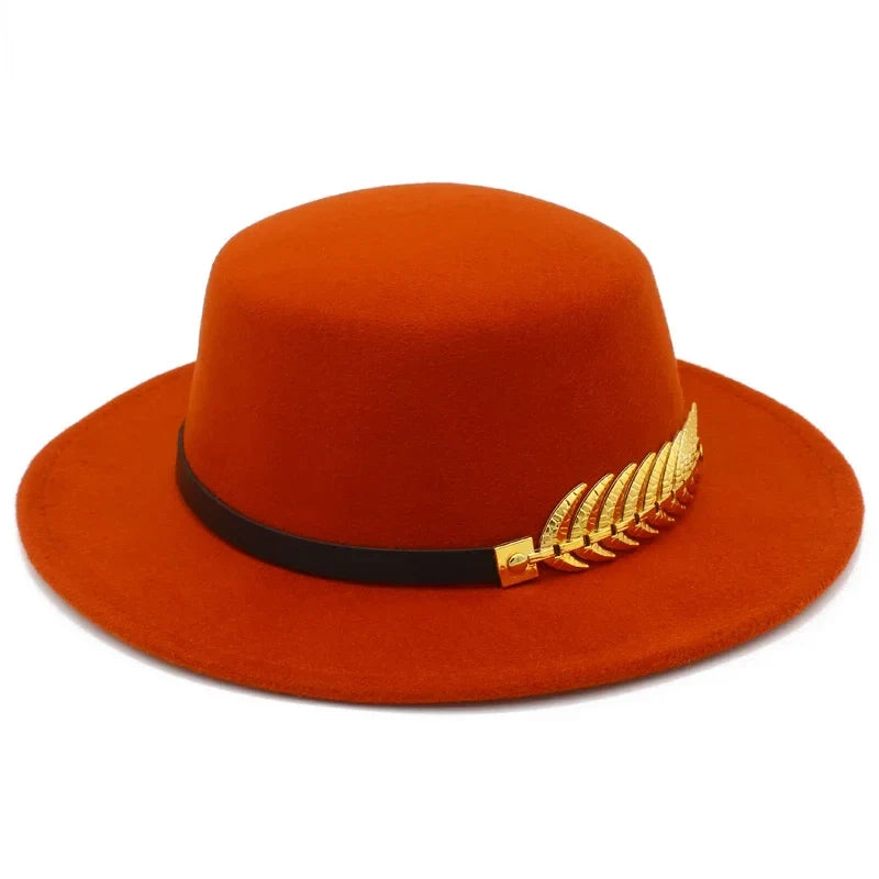 Golden Feather Cotton Fedora Hat