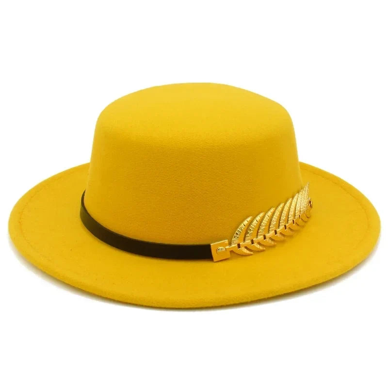 Golden Feather Cotton Fedora Hat