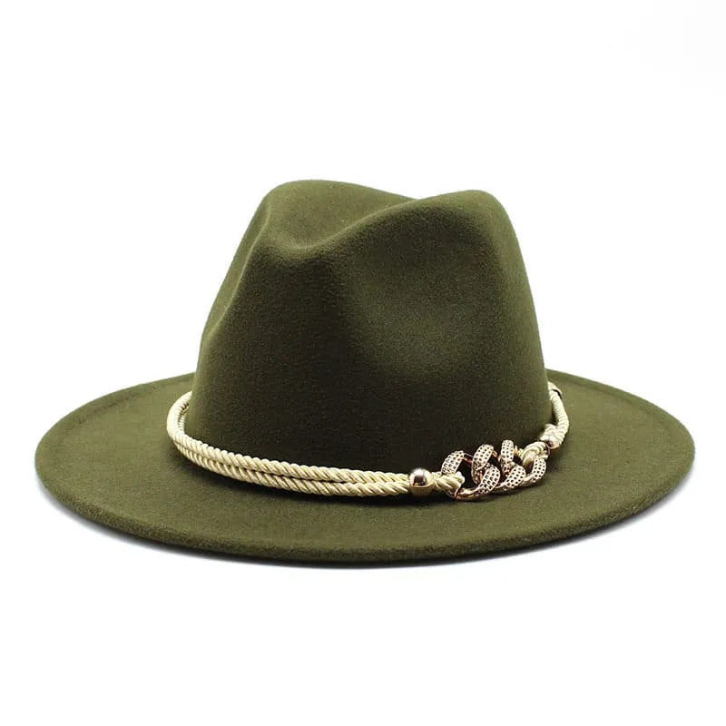 Golden Cord Felt Fedora Hat