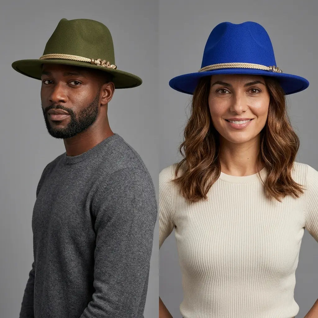 Golden Cord Felt Fedora Hat