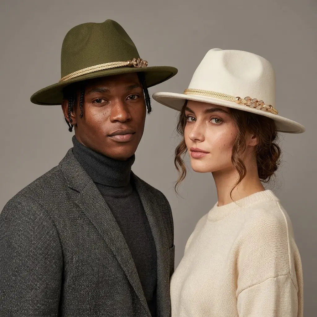 Golden Cord Felt Fedora Hat