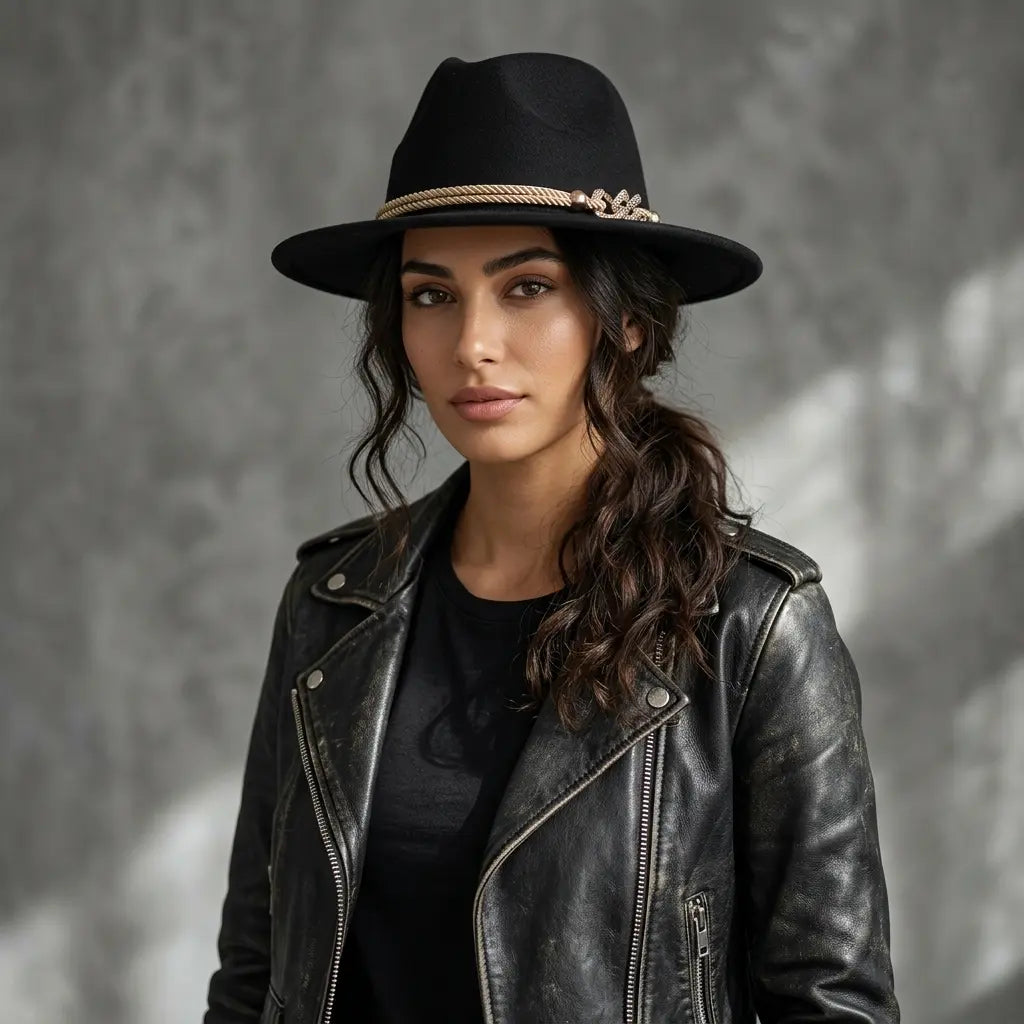 Golden Cord Felt Fedora Hat