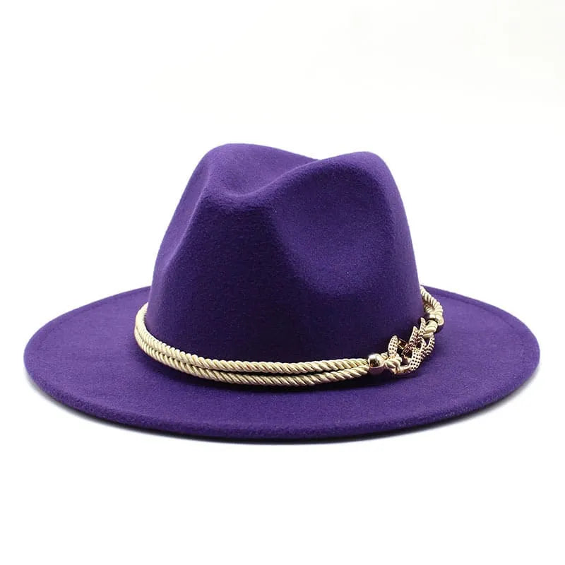 Golden Cord Felt Fedora Hat