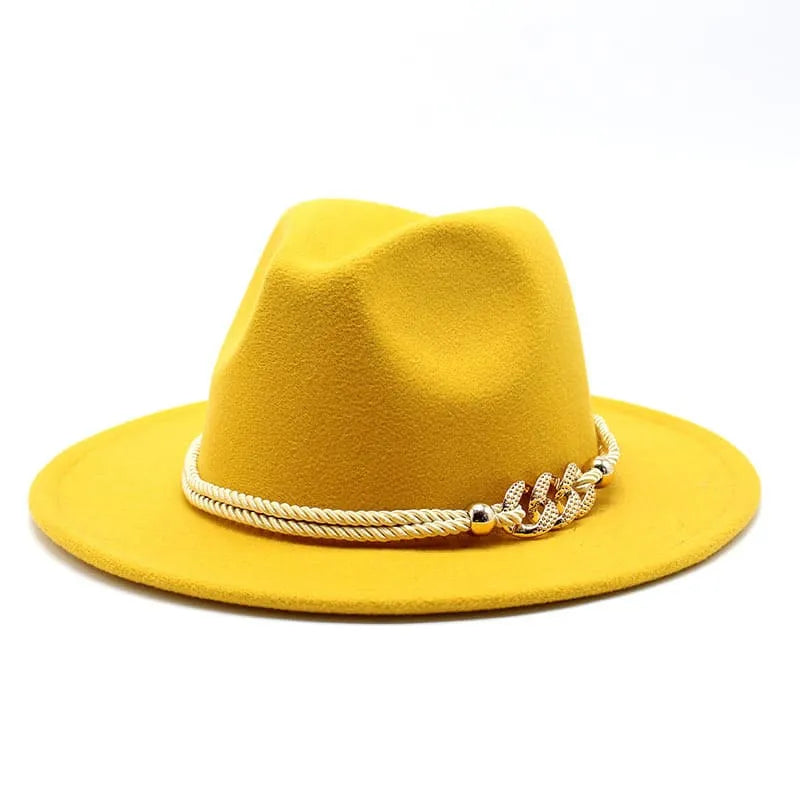 Golden Cord Felt Fedora Hat