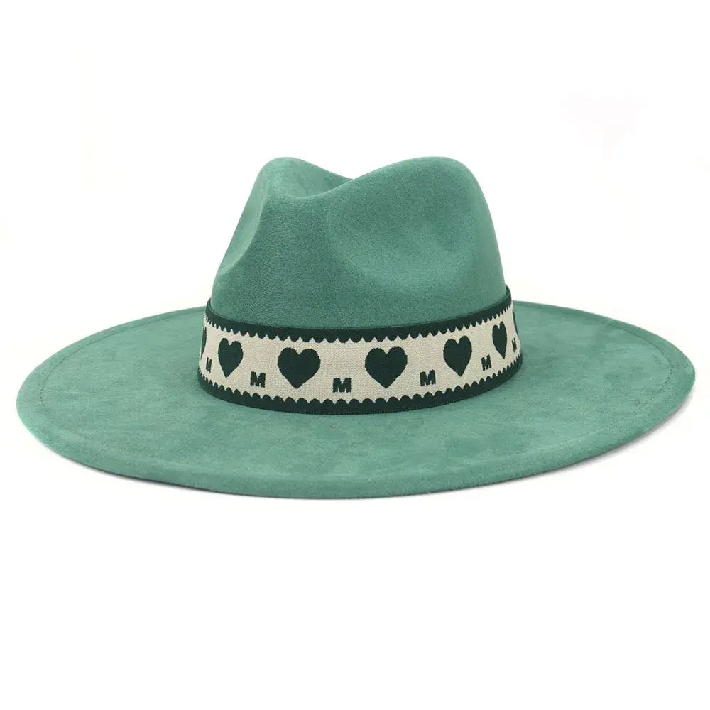 Hearts Band Suede Fedora Hat