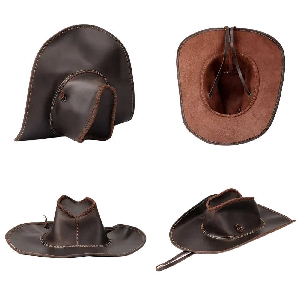 Hummerpaul Handcraft Genuine Leather Cowboy Hat
