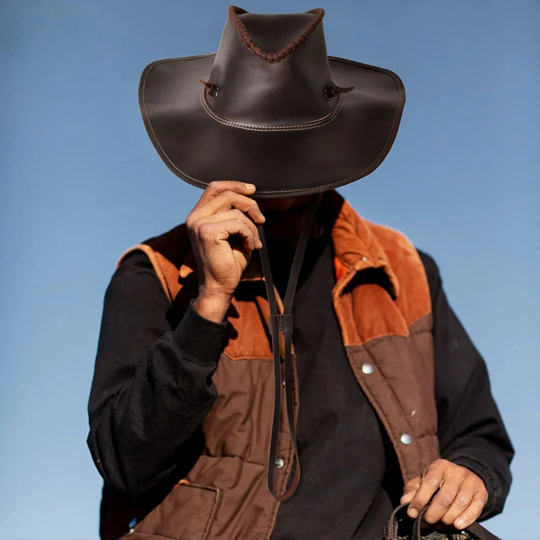 Hummerpaul Handcraft Genuine Leather Cowboy Hat