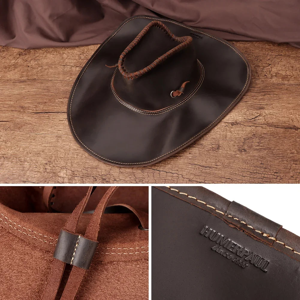 Hummerpaul Handcraft Genuine Leather Cowboy Hat