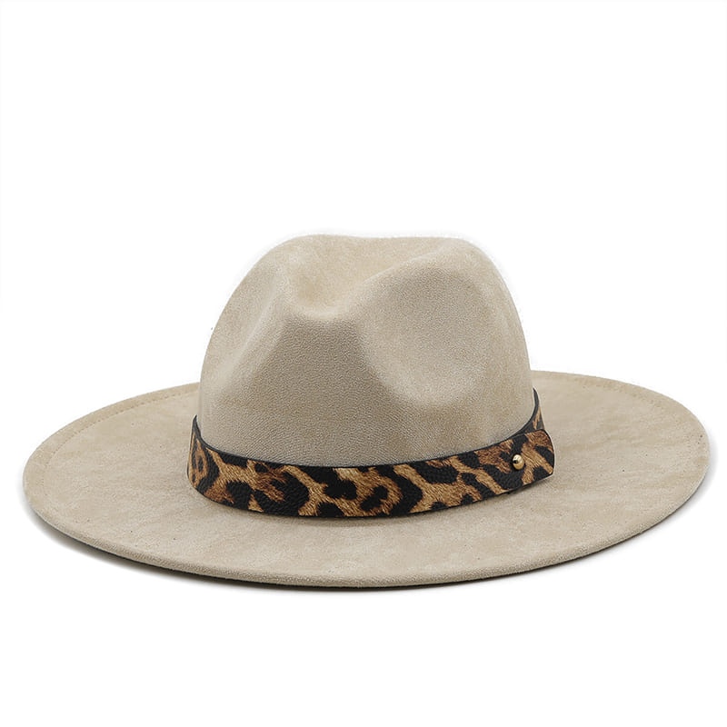 Leopard Belt Suede Fedora Hat