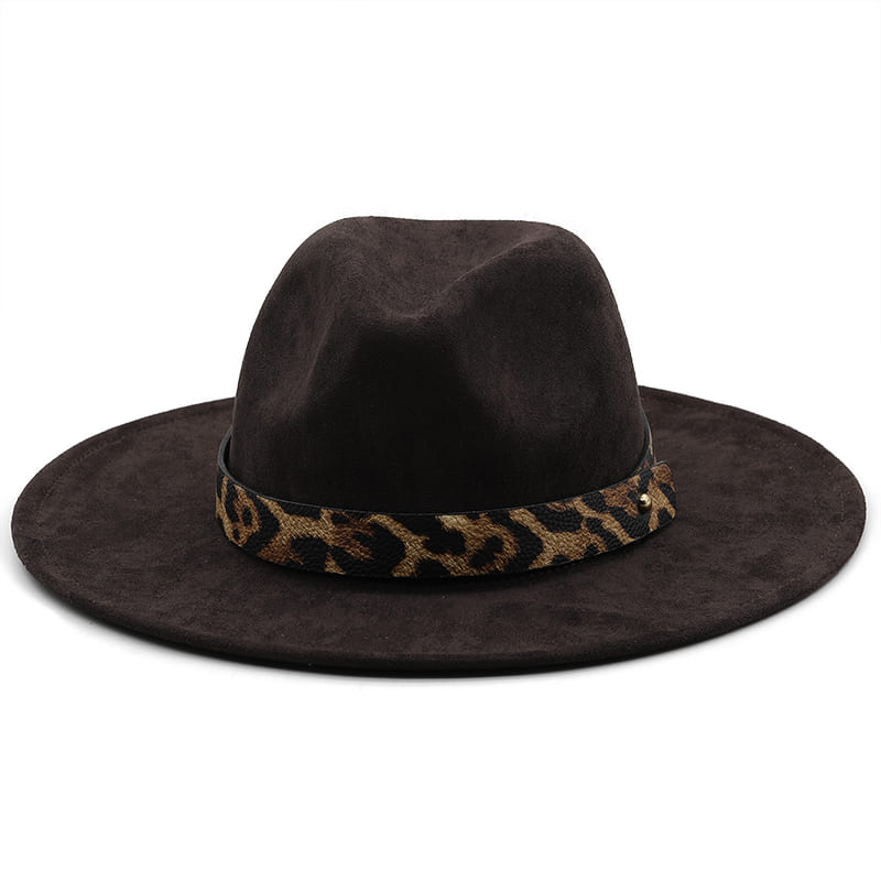 Leopard Belt Suede Fedora Hat