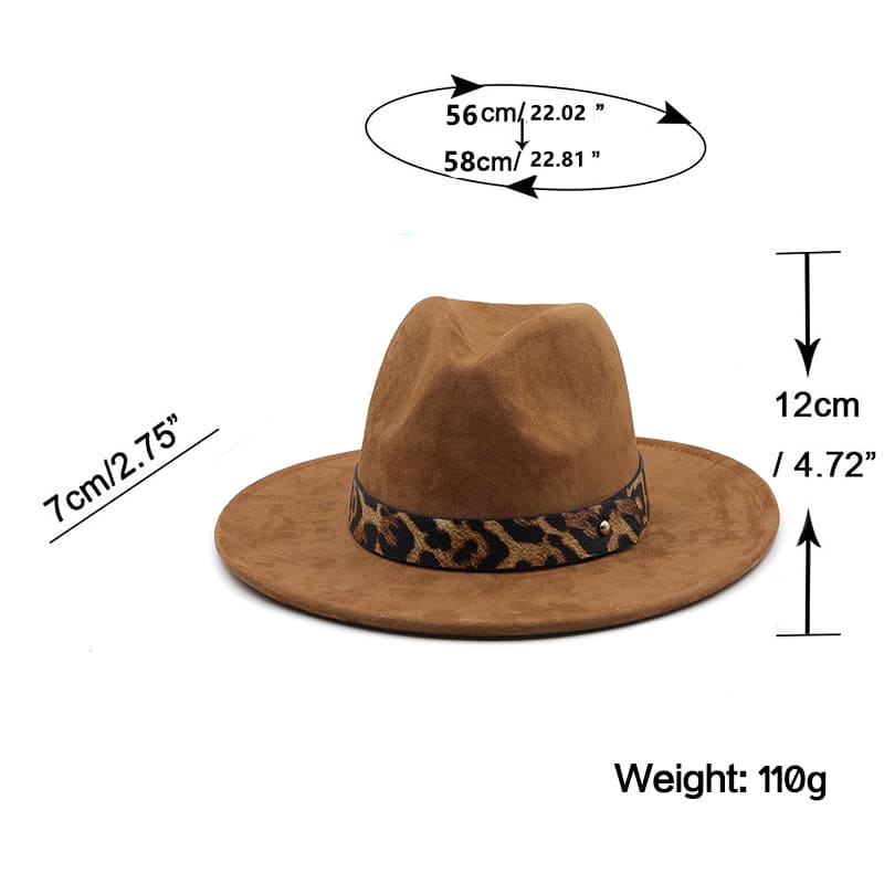 Leopard Belt Suede Fedora Hat