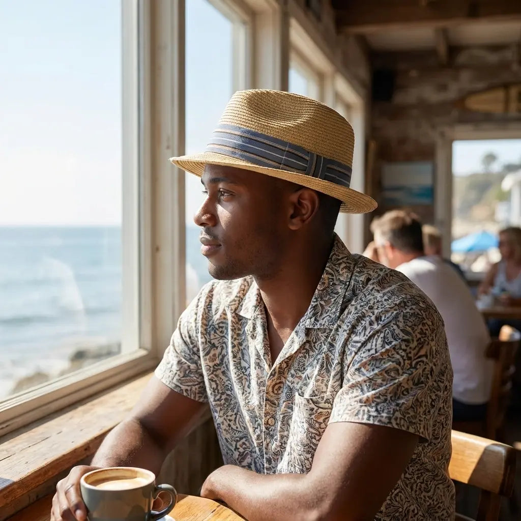 Porto Summer Beige Raffia Fedora Hat