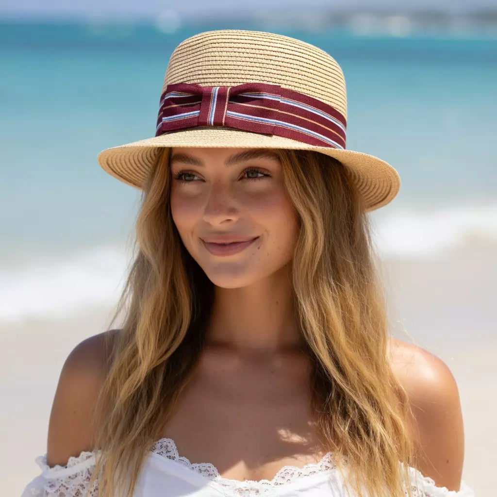 Porto Summer Beige Raffia Fedora Hat