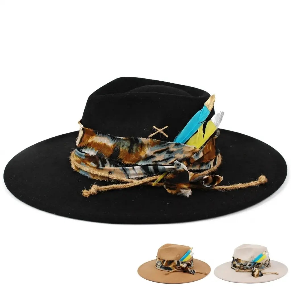 Venecia Bohemian Wide Brim Cotton Fedora Hat