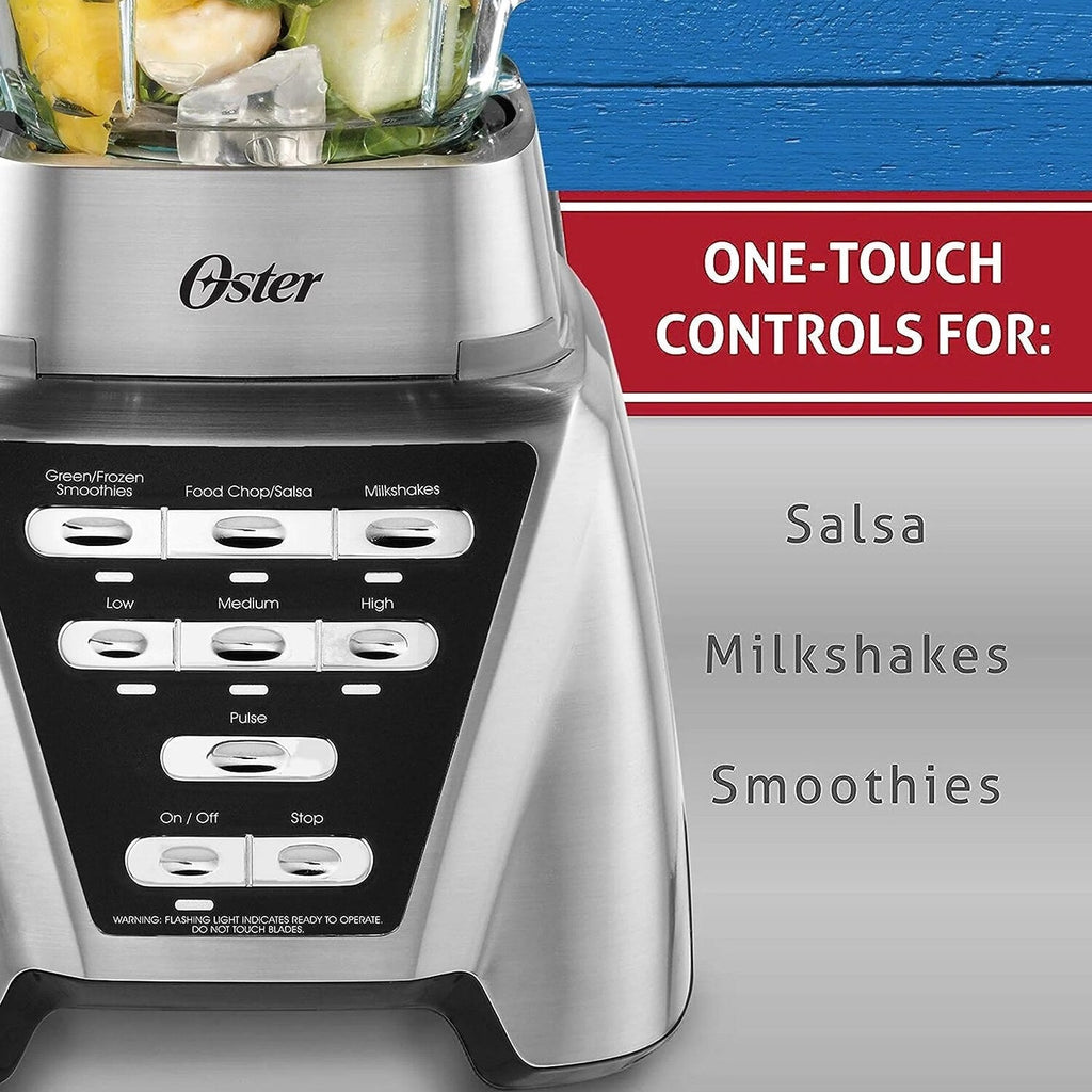 Oster Blender | Pro 1200 with Glass Jar, 24-Ounce Smoothie Cup, Brushed Nickel