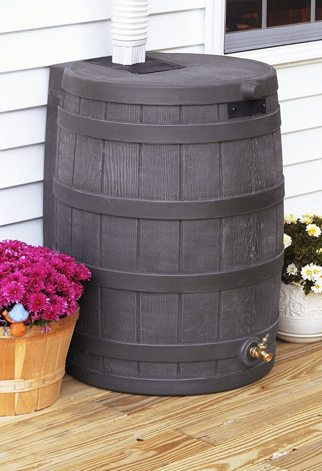 Good Ideas Rain Wizard 50 Gallon Plastic Outdoor Home Rain Barrel Water Storage Collector