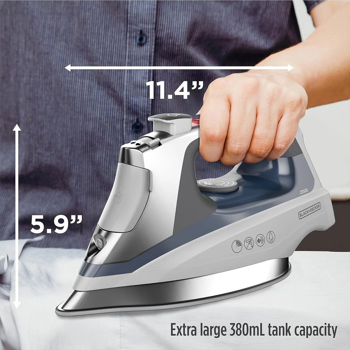 Steam Iron For Clothes - Powerful High Steam Output