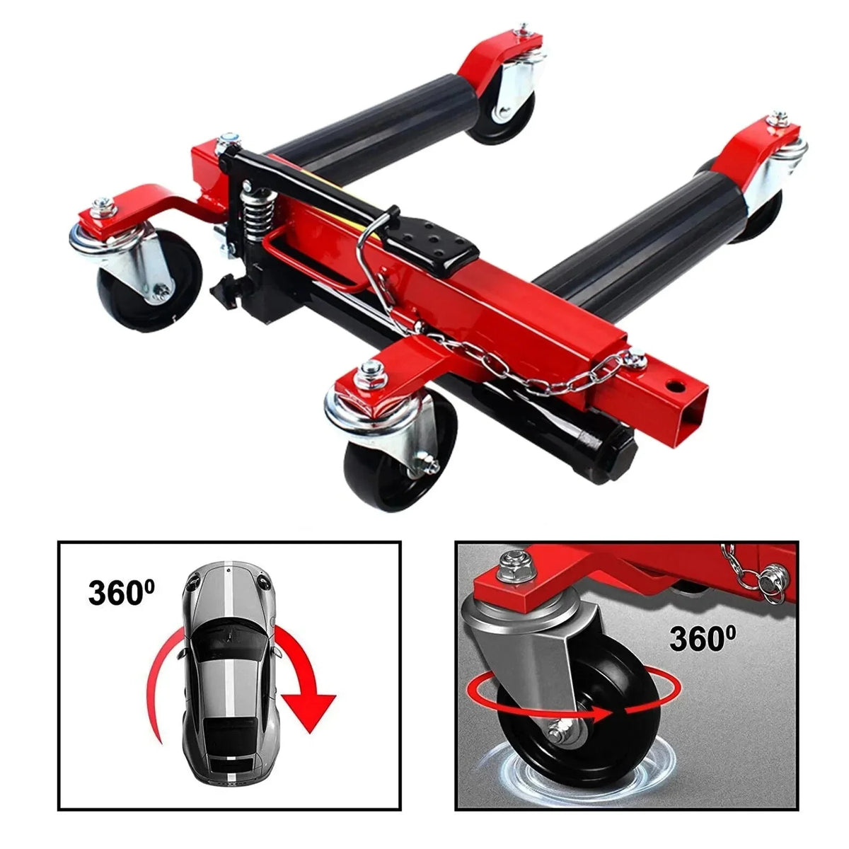 Hydraulic Positioning Car Wheel Dolly Jack Lift, 1500lb, A3 Steel And PVC