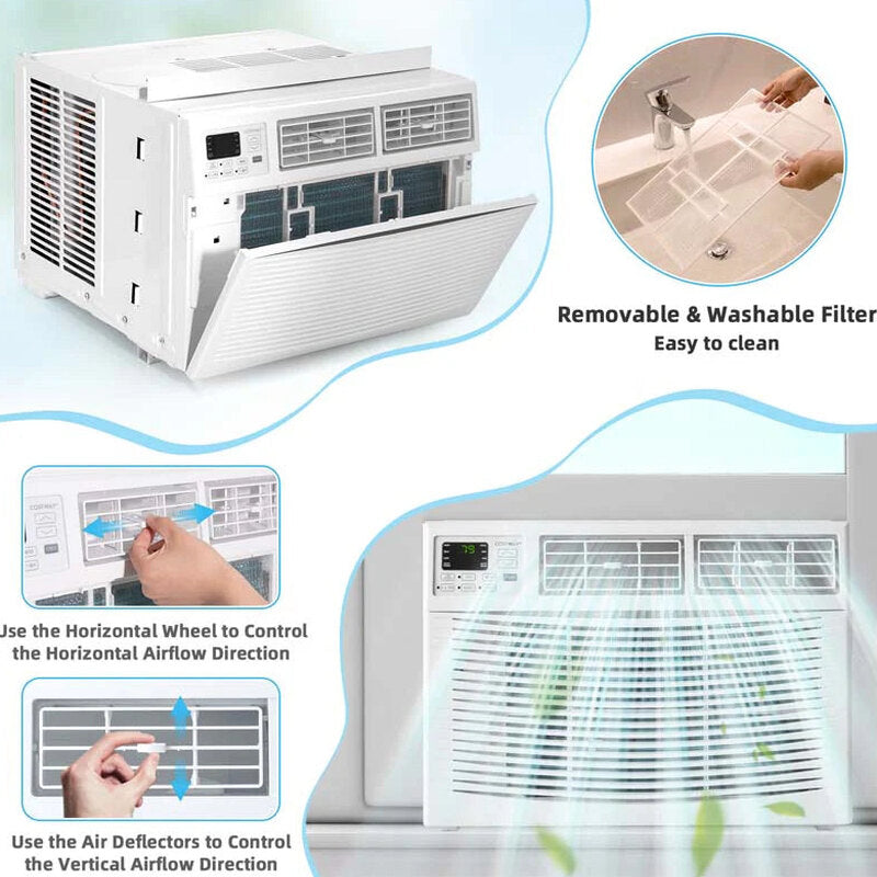 10000 Btu Quiet Window Air Conditioner With Remote Amp Eco Mode Energy Star Certified 3 In 1 Window Ac Unit With Dehumidifier