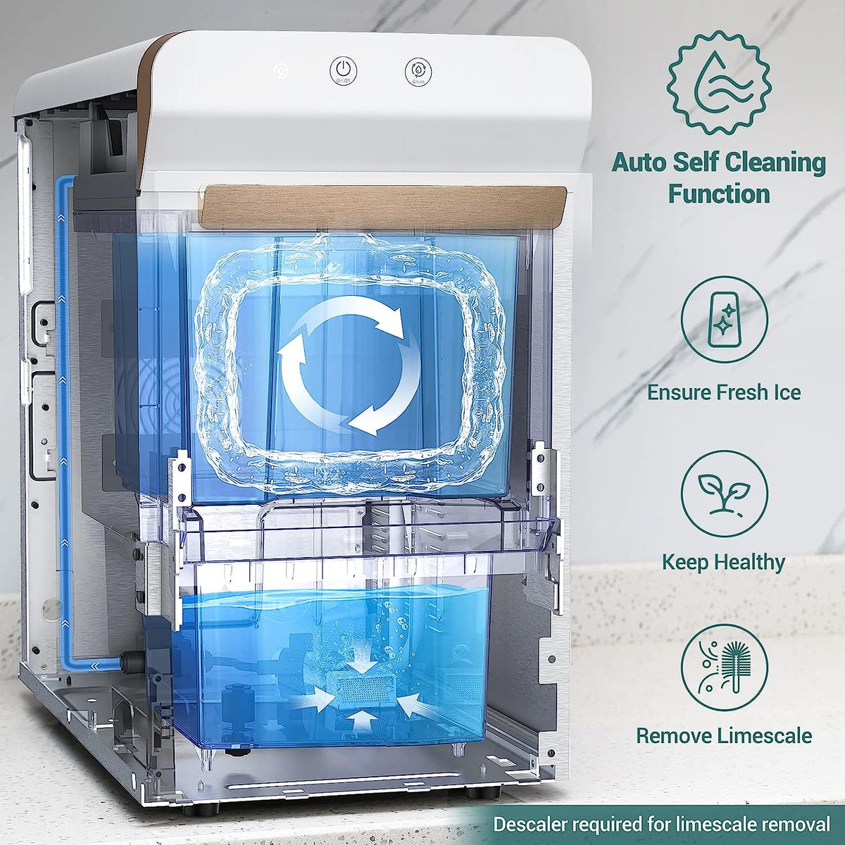 Gevi Countertop Self-Cleaning Nugget Ice Maker, 30 Lbs/24 Hours, 2.8L - V2.0