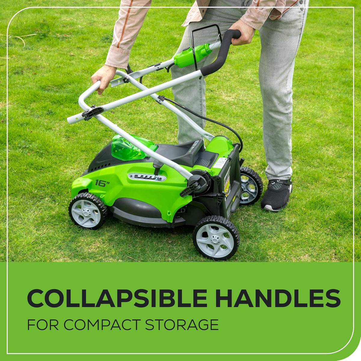 Greenworks Cordless Lawn Mower 40V 16in 4.0Ah Battery And Charger - 45Min Runtime