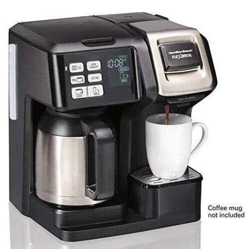 Hamilton Beach FlexBrew Thermal Coffee Maker, Single Serve &amp; Full Pot, Compatible with K-Cup Pods or Grounds, Programmable, Black and Stainless (49966)