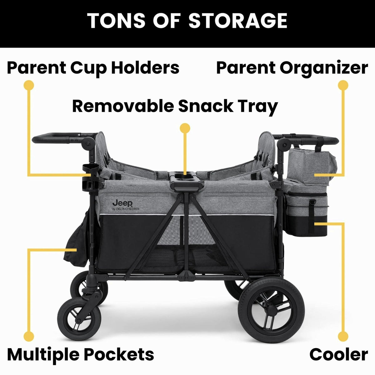 Jeep Wrangler Deluxe 4 Seater Stroller Wagon by Delta Children