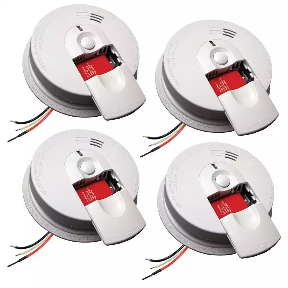 Hardwired Smoke And Carbon Monoxide Alarm With Ionization Sensor, 120V AC, 9V Battery Backup