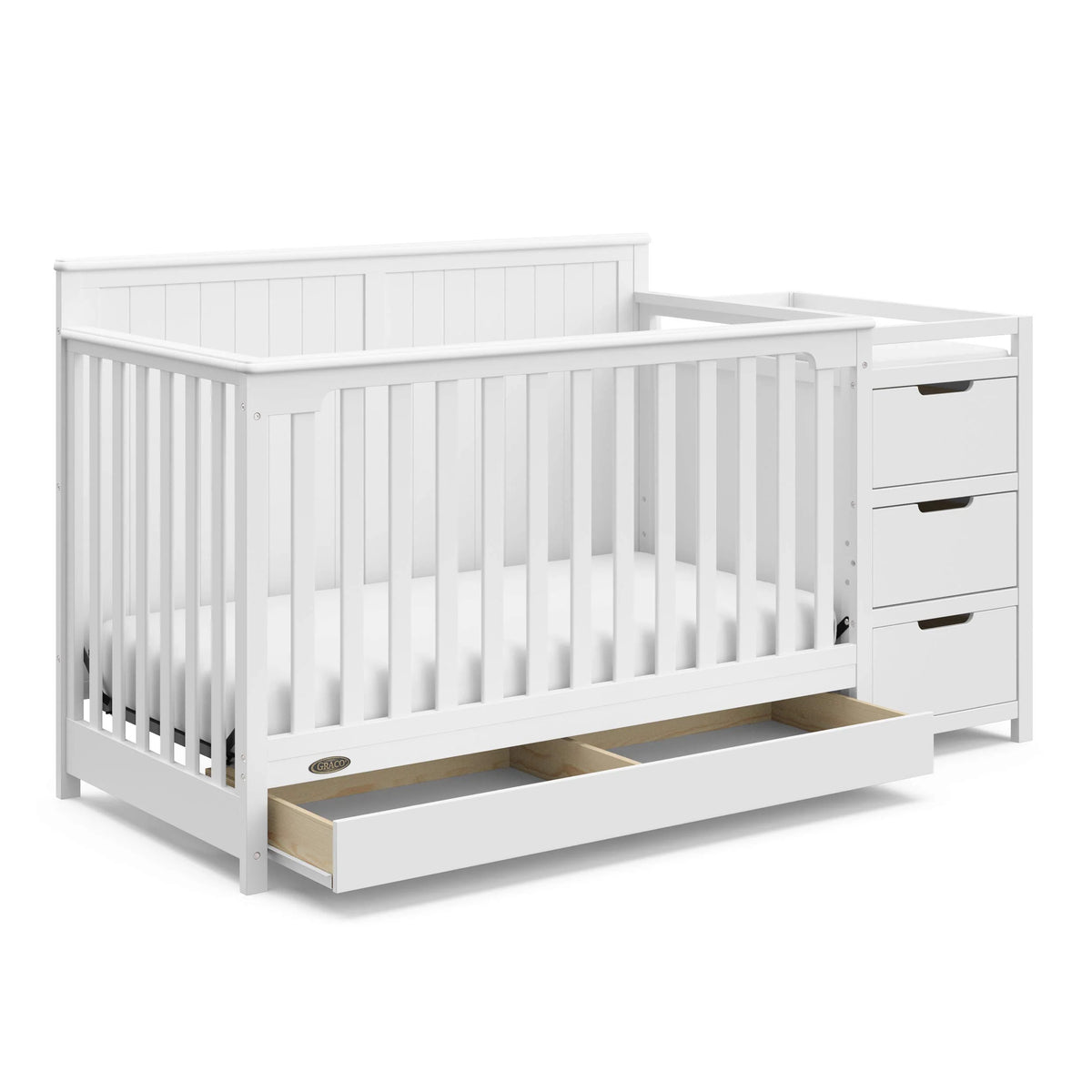 Graco Hadley 5-in-1 Convertible Crib And Changer With Drawer, White - 04586-701