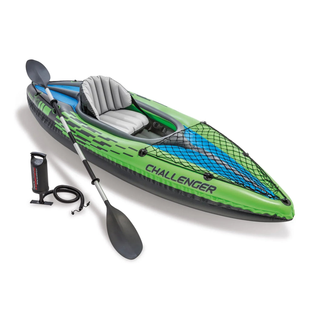 Intex Challenger K1 1-Person Inflatable Fishing Kayak Set, 108 x 30 x 13 Inches, 220-Pound Capacity