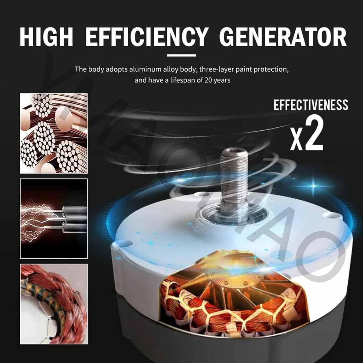 12,000W Low-RPM Permanent Magnet Gearless Generator for Wind and Water Turbines - 12V/24V/48V/120V/220V