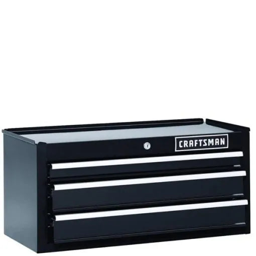 Craftsman 26 Inch 3-Drawer Heavy-Duty Ball-Bearing Middle Chest, Black