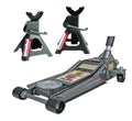Pittsburg 3 Ton Low Profile Floor Jack and Jack Stands Set Combo with Rapid Pump Quick Lift