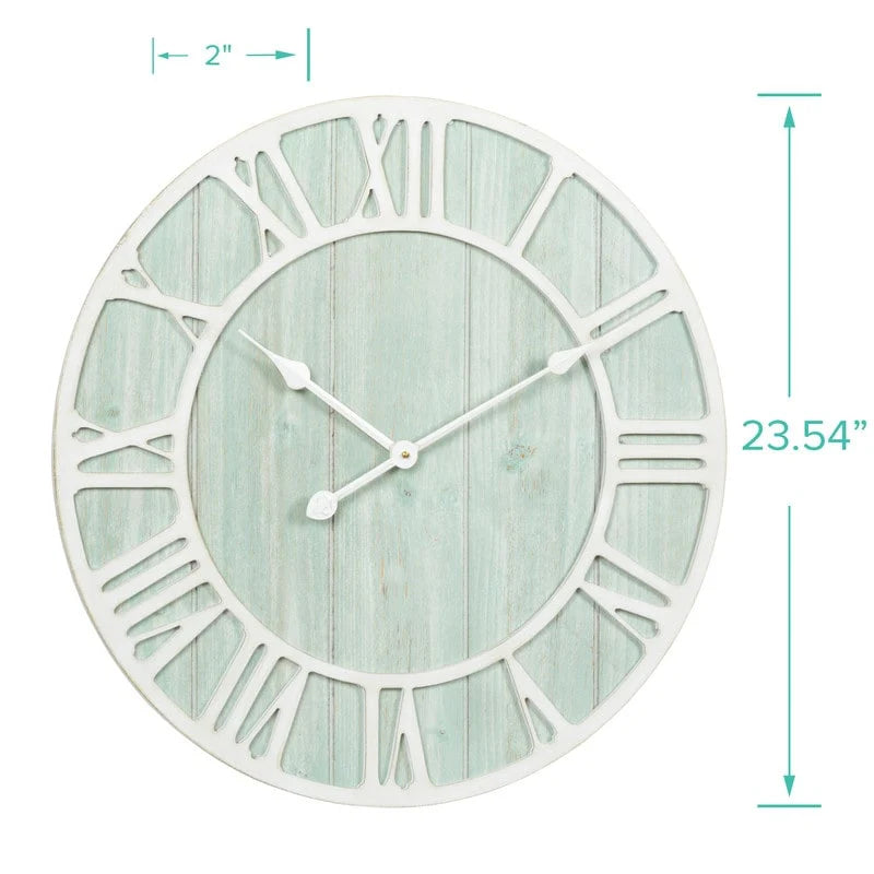 Green Blue Quartz Coastal Wall Clock, 23.5 Inch - Seafoam Green-Blue