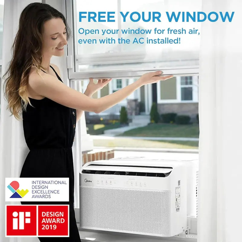 Midea U-Shaped Smart Window Air Conditioner, 8,000 BTU, 115 Volts, White - RMW08SQW