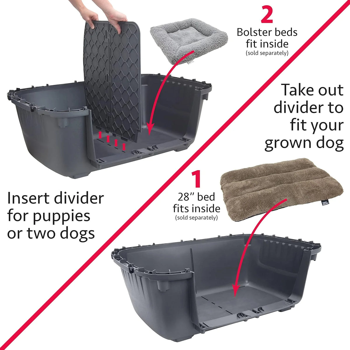SportPet Designs Plastic Airline Approved Rolling Dog Kennel With Wire Door, XXX-Large, Gray, 48in L x 32in W x 36in H